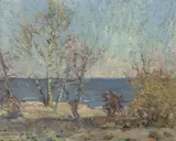 William Posey Silva, Oceanside trees, oil on canvas