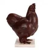 Dan Ostermiller, Priscilla, the hen, bronze with reddish brown patina on a marble base