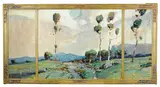 Karl Schmidt, Mountain path and eucalyptus, California (triptych), 1930, oil on canvas