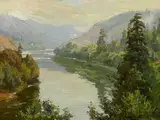 Benjamin Brown, Along the Russian River, oil on canvas