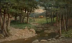 William Lees Judson, Trees along a winding stream, oil on canvas