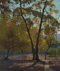 Ferdinand Kaufmann, Autumnal grove, 1937, oil on canvas