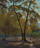 Ferdinand Kaufmann, Autumnal grove, 1937, oil on canvas