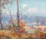 Along the riverbank by Maurice Braun, oil on canvas, sold Nov 2015