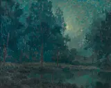 Bluish moonlight by Granville Redmond, oil on canvas, sold Nov 2015