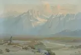 Shepherding the flock along the Eastern Sierras by Marion Wachtel, watercolor on paper, sold Nov 2015