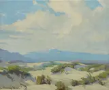 Desert near Palm Springs by Marion Wachtel, oil on canvas affixed to board, sold Nov 2015