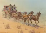 Edward Borein, Stagecoach, watercolor on paper