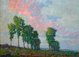 Birger Sandzén, Evening, Lindsborg (Study of Cottonwood Trees)