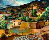 Richard Manning Crisler, Canon landscape, Taos, oil on canvas