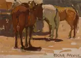 Three horses by Edgar Alwin Payne, oil on canvas affixed to paperboard, sold Nov 2015