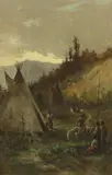 John Mix Stanley, Indian encampment, oil on canvas