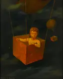 Philip Campbell Curtis, Boy in a balloon, oil on panel