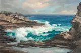 Lloyd Sexton, Jr., Halona Beach Cove, Oahu, oil on canvas