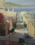 Ken Auster, Downtown San Francisco (a pair), first signed 'Auster' (lower left); second signed 'Auster' (lower right)
