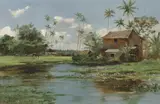 D. Howard Hitchcock, Waterlilies and palm trees