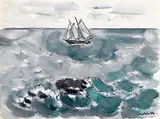 John Marin, Boat and Green Sea, Maine