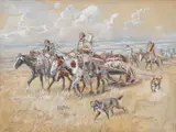 Women of the Plains by Charles Marion Russell, watercolor, pencil and gouache on paper, sold Nov 2015