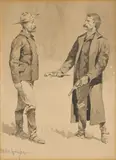 Frederic Remington, Choose Whichever One of These Barkers You Want, circa 1891, ink and wash on paper