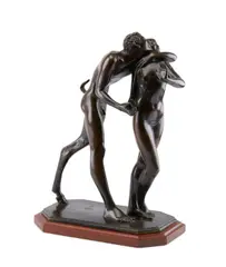 Wilhelm Hunt Diederich, Nymph and Satyr (L'Après-Midi d'un Faune), bronze with brown patina