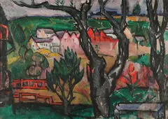 William Sommer, Landscape Vista (Brandywine Valley), circa 1916-19, oil on board