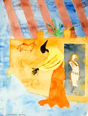 Stuart Davis, Woman with Shawl, 1920, watercolor on paper