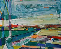 View toward Monticello by Roland Petersen, 1965, oil on canvas, sold Oct 2015