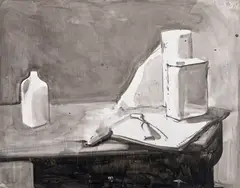 Still Life by James Weeks, 1969, charcoal and ink wash on paper board, sold Oct 2015