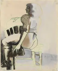Frank Lobdell, Seated Woman, 1972, gouache, ink and watercolor on paper
