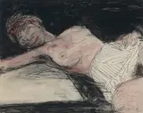 Nathan Oliveira, Model Drawn in Red Pencil, 1967, watercolor, color pencil and graphite on paper