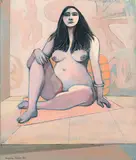 Theophilus Brown, Nude, 1981, casein, charcoal and graphite on paper