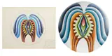 Judy Chicago, Test Plate for Hatshepsut, 1977-78; Study for The Dinner Party, 1975 (2)