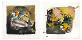 Larry Bell, Untitled (#135), 2002; Untitled (NF 193), 2003 (2), mixed media on watercolor paper