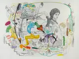 Adam Janes, Don't Cry for the Man in the Box for it is Only a Squirrelly Business, 2006, acrylic, graphite, watercolor, marker, oil pastel and paper collage on paper