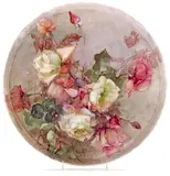 Franz Bischoff, Pink and white roses, 1908, porcelain plaque