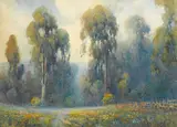 Wildflowers and eucalyptus by Percy Gray, 1927, watercolor on paper, offered Aug 2015
