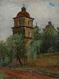 Old Mission Church, Santa Barbara by Theodore Wores, oil on canvas, offered Aug 2015