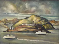 Rinaldo Cuneo, View of Alcatraz, oil on canvas