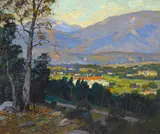 Ferdinand Kaufmann, Late afternoon, La Cañada Valley from Flint Ridge Drive, Pasadena, oil on canvas