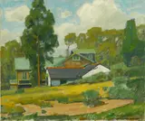 Laguna cottages by William Wendt, oil on canvas, offered Aug 2015