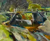 Maurice Logan, The bridge at Walnut Creek, oil on canvas