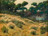 John Marshall Gamble, Path through the wildflowers, oil on board