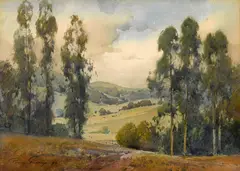 View through the eucalyptus by Percy Gray, 1921, watercolor on paperboard, sold Aug 2015