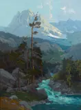 Sierra runoff by Elmer Wachtel, oil on canvas, sold Aug 2015