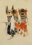 Jo Mora, Three Indian dancers, 1905, watercolor on paper