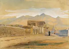 Peter Moran, Loretto Chapel, Santa Fe, 1880, watercolor, gouache and pencil on paper