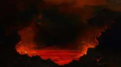 Jules Tavernier, Kilauea at night, 1887, oil on canvas