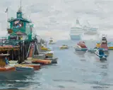 Kevin MacPherson, Morning arrival, Catalina, oil on canvas affixed to board