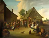 Villagers dancing and frolicking outside an inn by David Teniers the Younger, oil on canvas, sold Jul 2015