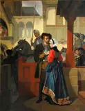 A knight and his lady fair by English School, oil on canvas, sold Jul 2015